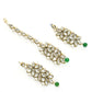Mominos Fashion Johar Kamal Gold-Polished Rani Haar with Green and Off white Pearls Jewellery Set - Swadesiicart