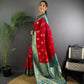 Joban Fashion Banarasi Red Woven Butti Soft Silk Saree | Swadesiicart
