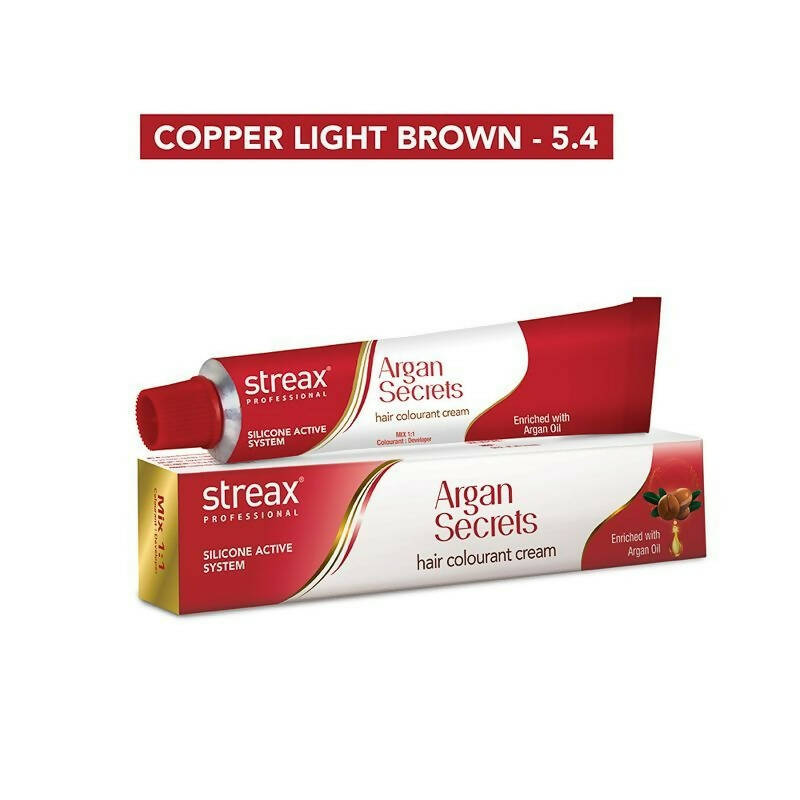Streax Professional Argan Secrets Hair Colourant Cream - Copper Light Brown 5.4 - Swadesiicart