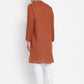 Even Apparels Brown Pure Cotton Men's Sherwani Kurta With Asymetrical Cut | Swadesiicart