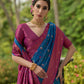 Vishnu Weaves Women's Blue Banarasi Silk Zari Woven Saree with Blouse - Swadesiicart