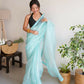 Vamsee Devika Sky Organza Silk Saree - Swadesiicart