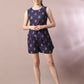 Myshka Women's Blue Printed Round Neck Party Top With Shorts Co-ord set - Swadesiicart