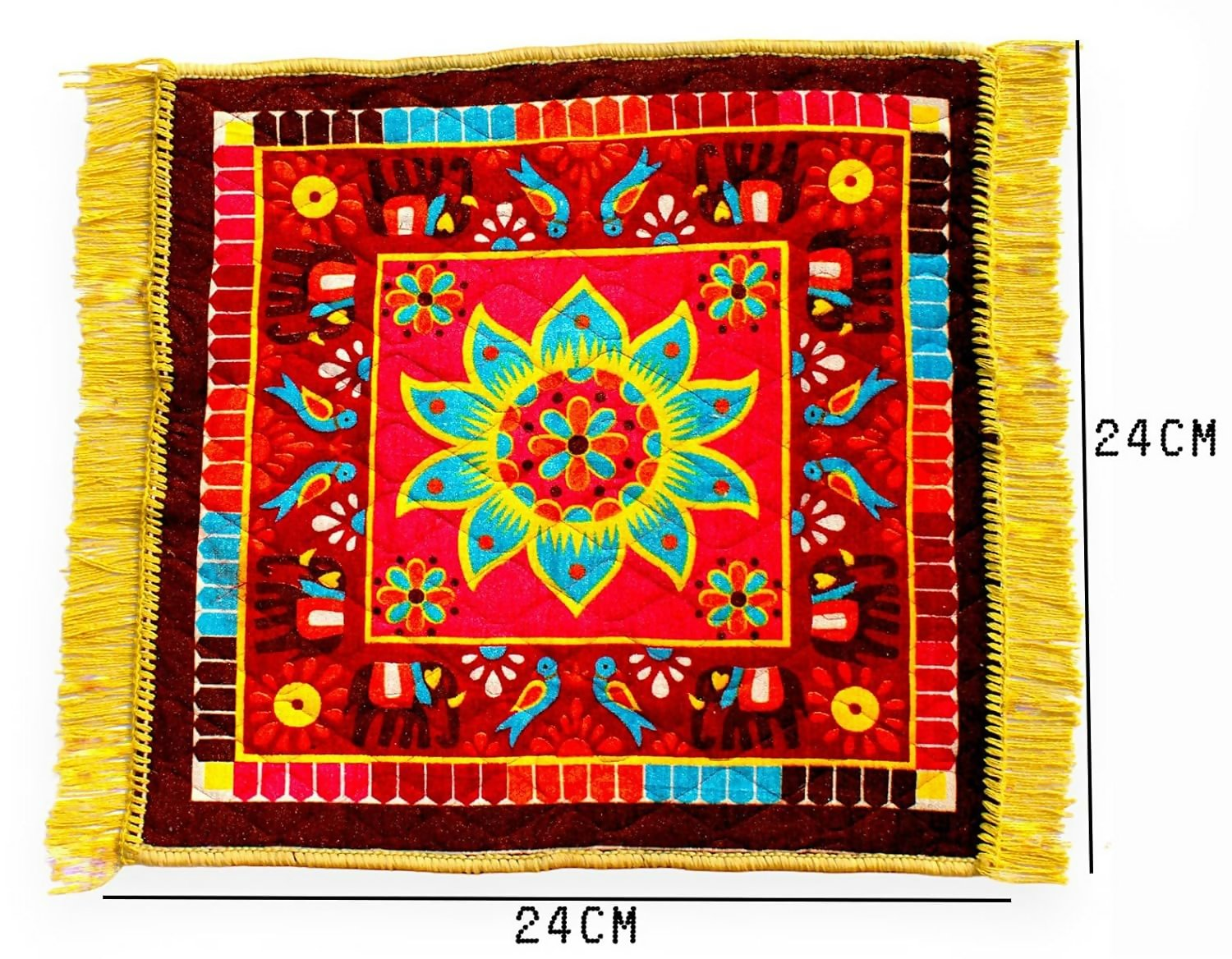 Glun 24 * 24 Inch Velvet Multipurpose Square Carpet Or Mat For Pooja Aasan, Sitting, Meditation 2 Piece Pack | Swadesiicart