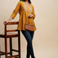 Mustard Chinon Embroidered Top - Tarini - Swadesiicart
