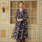 Pomcha Jaipur Black Saadgi Pink Lotus Anarkali Set | Swadesiicart