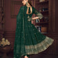 Jyoti Fashion Women's Golden & Bottle Green Georgette Embroidered Anarkali Kurta Pant Set With Dupatta | Swadesiicart