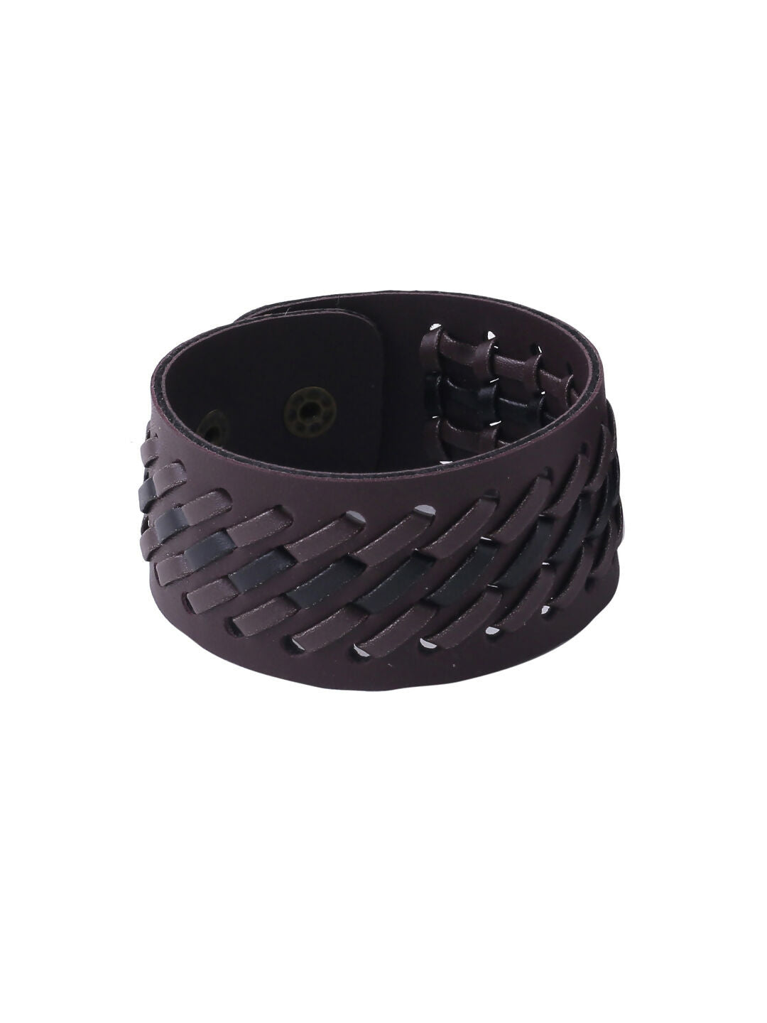 NVR Men's Set of 2 Brown Leather Bracelet - Swadesiicart
