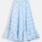 Ahalyaa Sky Blue Rayon Checked Kids Top With Skirts For Girls | Swadesiicart