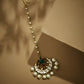 Nuyug 22K Gold-Plated Green Stone & Kundan Studded with Pearl Drop Maang Tikka Head Jewellery | Swadesiicart
