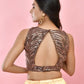 Amodini Designer Studio Coffee Brown Sequined Pearl Sleeveless Padded Blouse