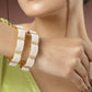 NVR Women's Set of 2 Gold-Polished Pearl Handcrafted Traditional Bangles - NR Retail-NVR