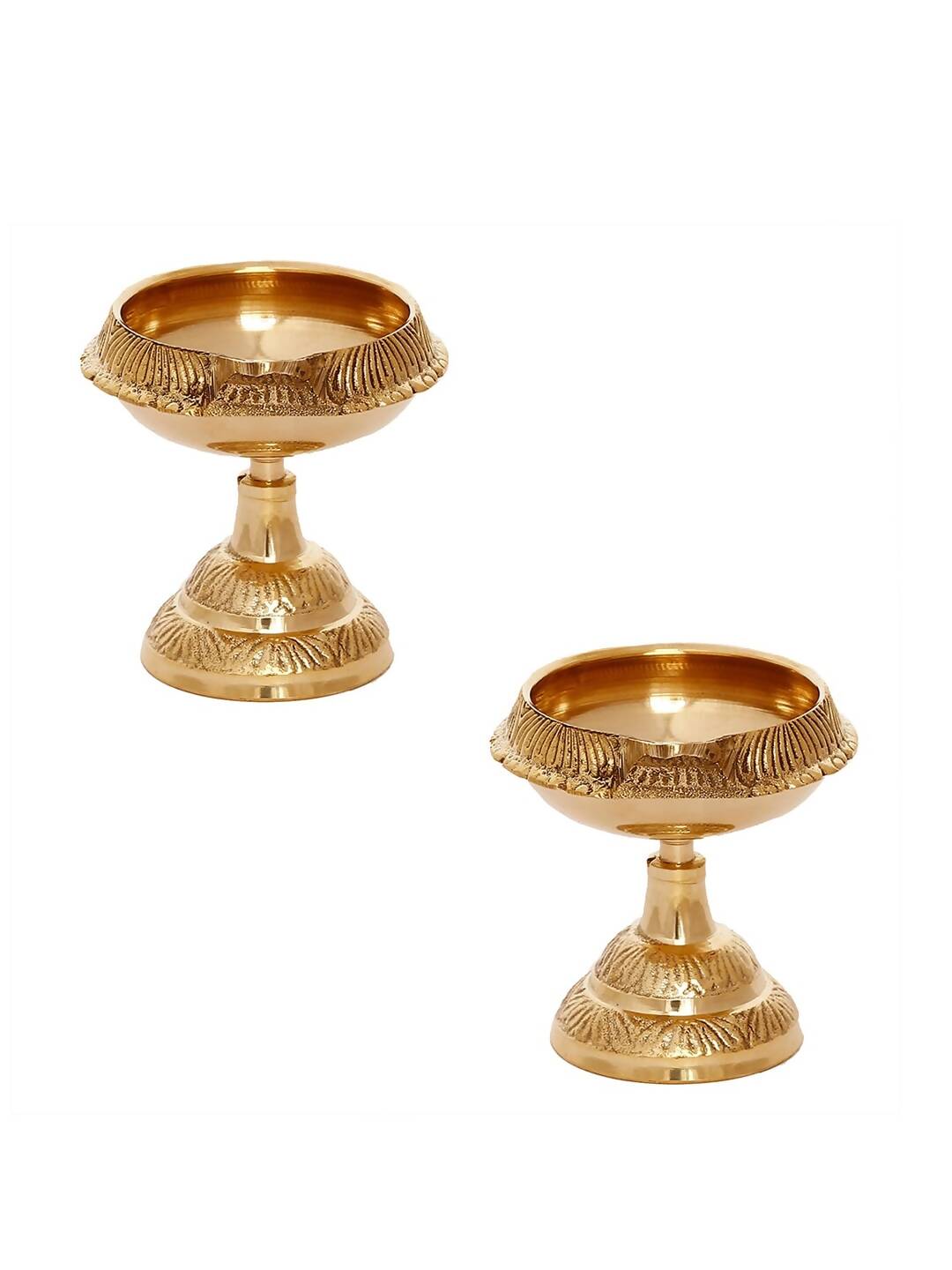eCraftIndia Gold Toned 2 Pieces Brass Diyas | Swadesiicart