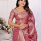Aastha Fashion Dusty Rose Soft Organza Silk Weaving Saree