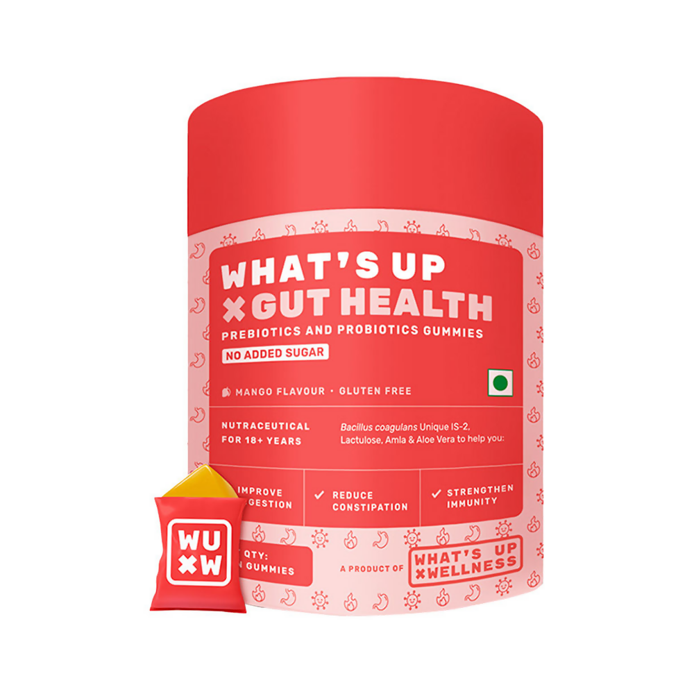 What's Up Wellness Gut Health Prebiotic & Probiotic Gummies - Mango Flavor - Swadesiicart
