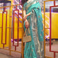 Beautiful Aqua Blue Handloom Weaving Silk Saree - Emponline | Swadesiicart