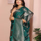 Aastha Fashion Green Soft Organza Silk Weaving Saree