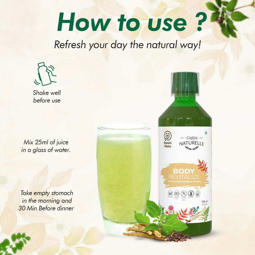Farm Naturelle Body Revitalizer Juice - Ayurvedic Formula for Energy and Vitality | Swadesiicart