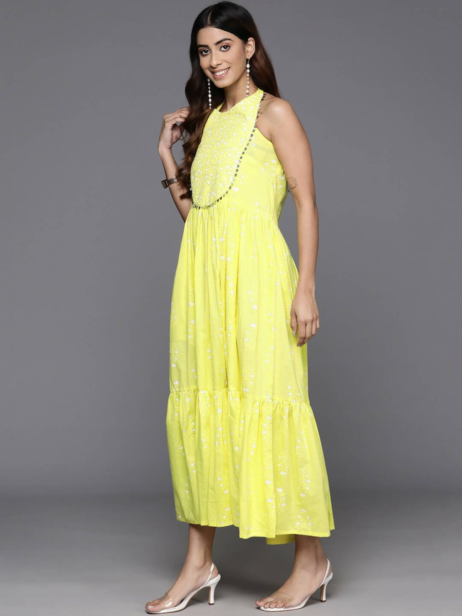 Ahalyaa Women's Traditional wear Dress - Yellow | Swadesiicart