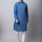 Even Apparels Blue Pure Cotton Men's Kurta With Side Placket | Swadesiicart