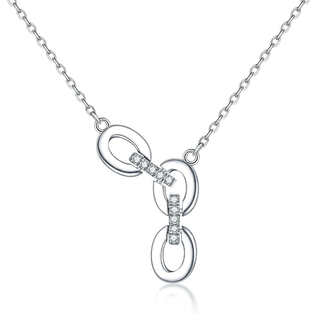 Cauer Elegant 14K White Gold Plated Moissanite Pendant Necklace | Swadesiicart