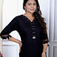 Miravan Women's Solid Black Rayon Co-Ord Set - Swadesiicart