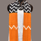 Yellow and Black Pochampally Ikat Cotton Handloom Dupatta with Zig-Zag Design - Global Threads | Swadesiicart