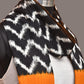 Yellow and Black Pochampally Ikat Cotton Handloom Dupatta with Zig-Zag Design - Global Threads | Swadesiicart