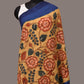 Yellow and Blue Kalamkari Hand Painted Cotton Tussar Cotton Handloom Dupatta with Floral and Embroidery Design - Global Threads | Swadesiicart