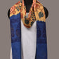 Yellow and Blue Kalamkari Hand Painted Cotton Tussar Cotton Handloom Dupatta with Floral and Embroidery Design - Global Threads | Swadesiicart