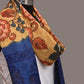 Yellow and Blue Kalamkari Hand Painted Cotton Tussar Cotton Handloom Dupatta with Floral and Embroidery Design - Global Threads | Swadesiicart