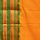 Yellow and Green Narayanpet Silk Handloom Plain Saree with Traditional Border Design No Blouse - Global Threads | Swadesiicart