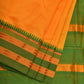 Yellow and Green Narayanpet Silk Handloom Plain Saree with Traditional Border Design No Blouse - Global Threads | Swadesiicart