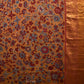 Yellow and Red Kalamkari Hand Painted Kanchipuram Silk Handloom Saree with Floral Design - Global Threads | Swadesiicart