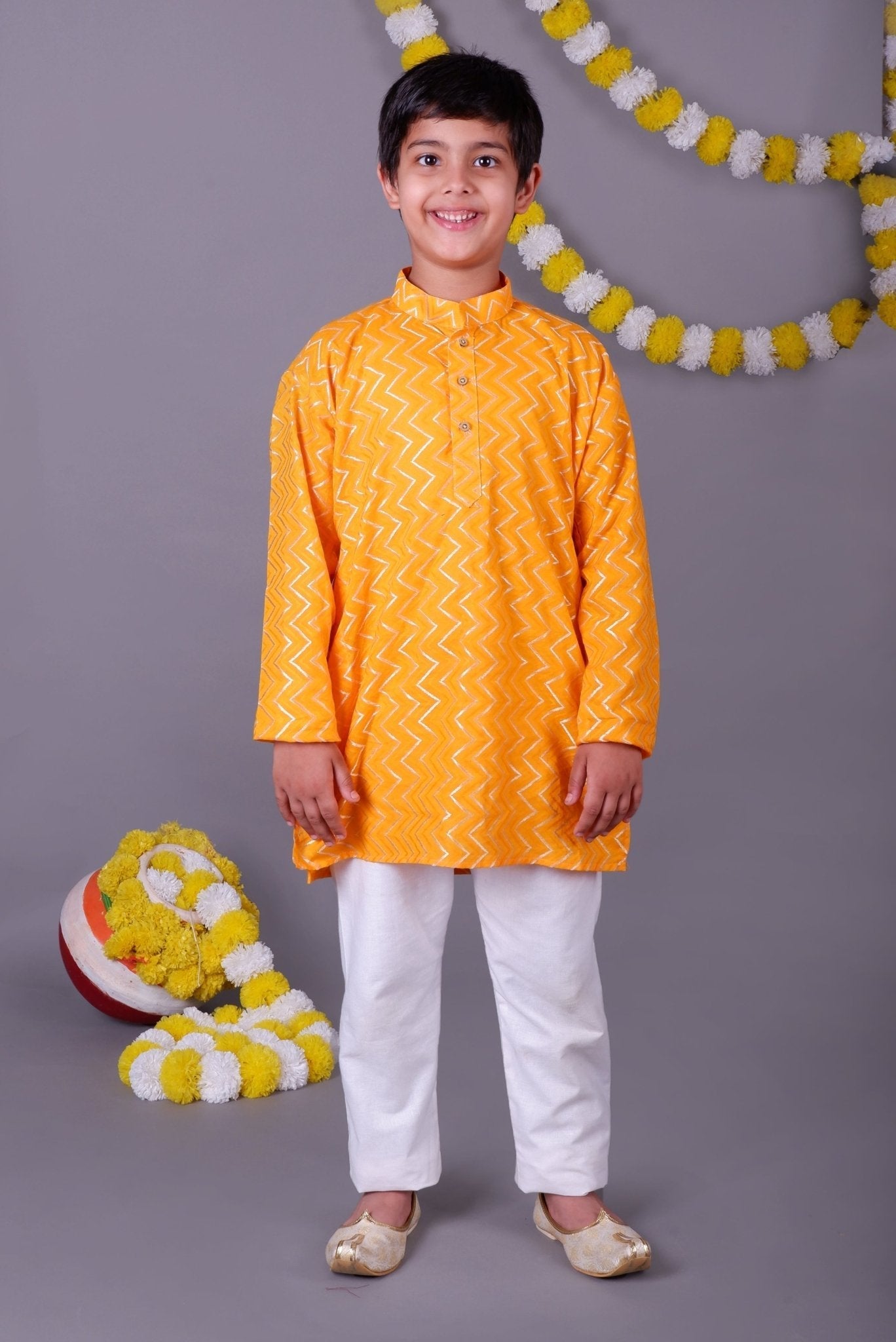 Bluesaanchi Yellow Bold Zari Kurta Set – Trendy Vibes for Your Little One | Swadesiicart