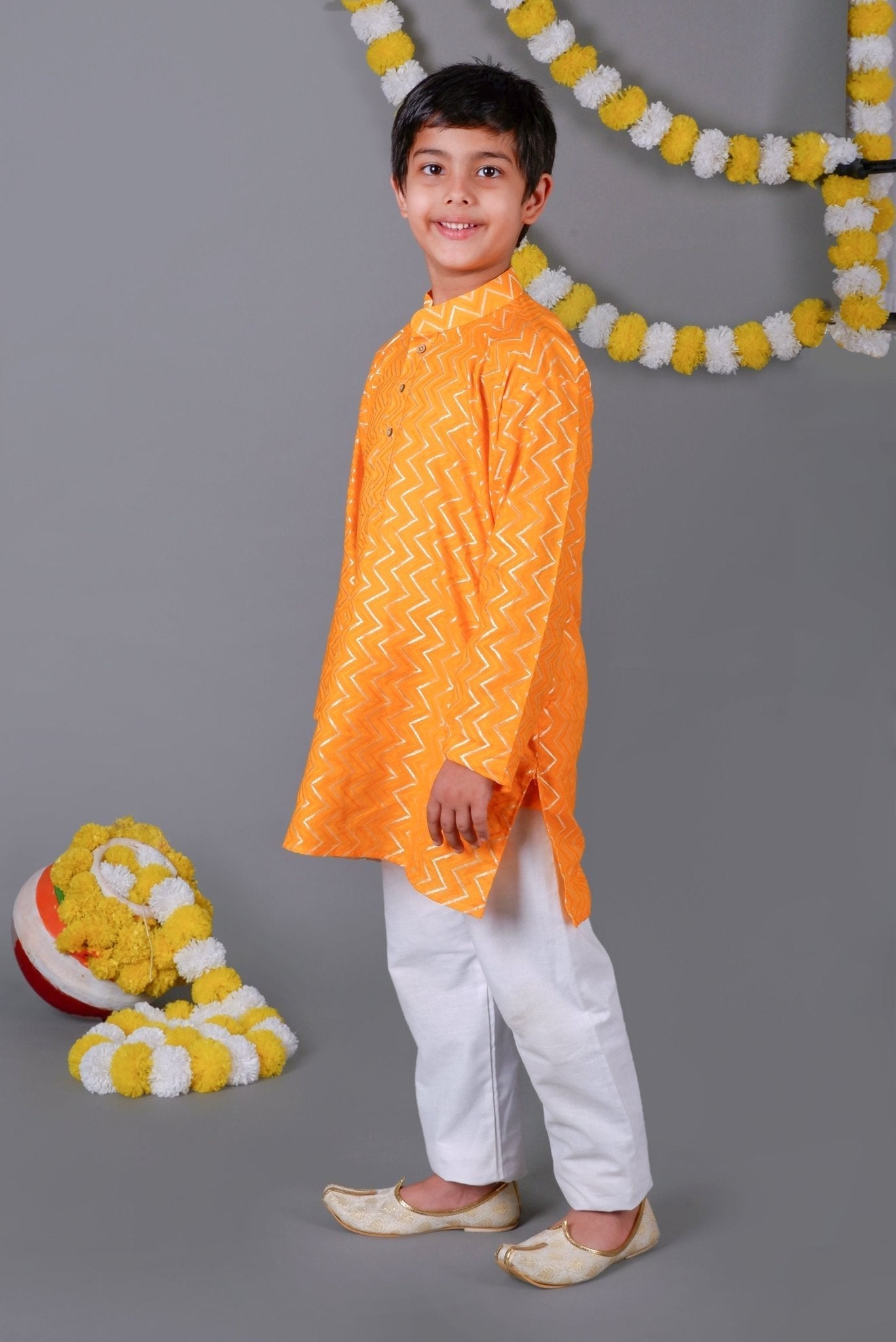 Bluesaanchi Yellow Bold Zari Kurta Set – Trendy Vibes for Your Little One | Swadesiicart