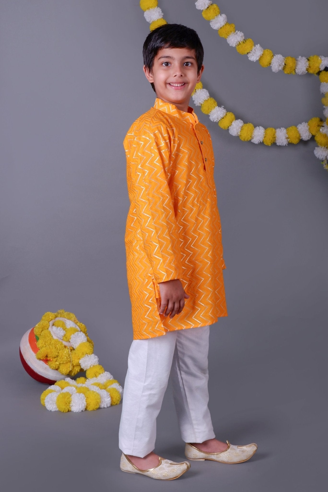 Bluesaanchi Yellow Bold Zari Kurta Set – Trendy Vibes for Your Little One | Swadesiicart