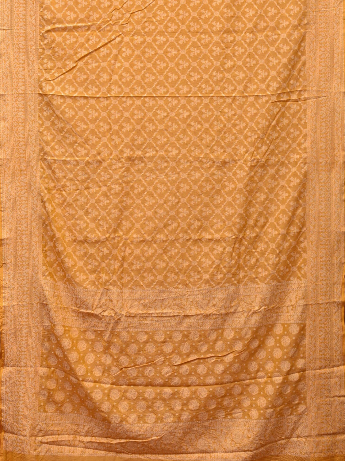 Yellow Cut Work Tussar Cotton Handloom Saree with All Over Jamdani Style Design - Global Threads | Swadesiicart