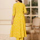 Yufta Yellow Embroidered Pure Cotton Anarkali Kurta Trouser With Dupatta Set - Swadesiicart