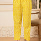 Yufta Yellow Embroidered Pure Cotton Anarkali Kurta Trouser With Dupatta Set - Swadesiicart