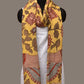 Yellow Kalamkari Hand Painted Cotton Handloom Dupatta with Lotus Flowers Design - Global Threads | Swadesiicart