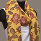 Yellow Kalamkari Hand Painted Cotton Handloom Dupatta with Lotus Flowers Design - Global Threads | Swadesiicart