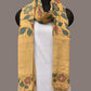 Yellow Kalamkari Hand Painted Cotton Silk Handloom Dupatta with Lotus and Birds Design - Global Threads | Swadesiicart
