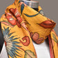 Yellow Kalamkari Hand Painted Kanchipuram Silk Handloom Dupatta with Floral Design - Global Threads | Swadesiicart