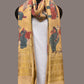 Yellow Kalamkari Hand Painted Kanchipuram Silk Handloom Dupatta with Painting Design - Global Threads | Swadesiicart