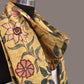 Yellow Kalamkari Hand Painted Sico Stole with Floral Design - Global Threads | Swadesiicart