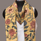 Yellow Kalamkari Hand Painted Sico Stole with Floral Design - Global Threads | Swadesiicart