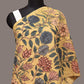 Yellow Kalamkari Hand Painted Sico Stole with Floral Design - Global Threads | Swadesiicart