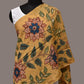 Yellow Kalamkari Hand Painted Sico Stole with Floral Design - Global Threads | Swadesiicart