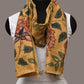 Yellow Kalamkari Hand Painted Sico Stole with Floral Design - Global Threads | Swadesiicart